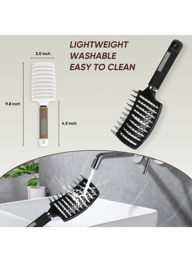 ChicAbode 2 جهاز كمبيوتر شخصي فرشاة الشعر، منحنى تهوية تفريغ فرشاة لتجفيف ضربة أسرع، منحنى تصفيف فرشاة الشعر للنساء الرجال متجأة مستقيمة سميكة رطبة وجافة الشعر، حلاقة تصفيف الشعر أدوات - Image 2